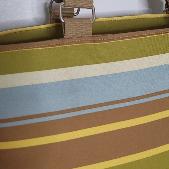 Large Laptop Bag Triple Compartment Multicoloured Neutral Stripes - Picture 12 of 16